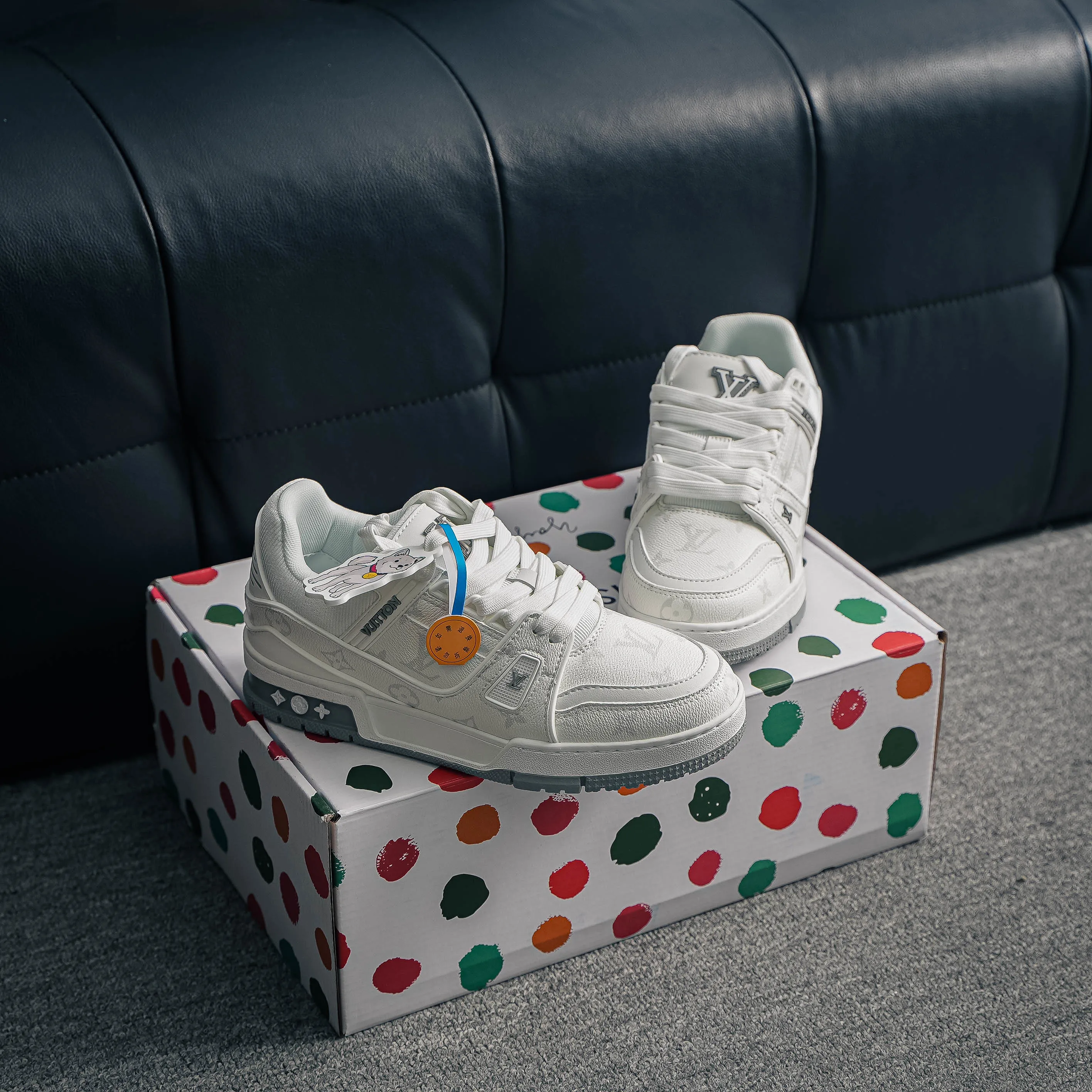 【 】 Louis Vuitton Trainer Sneaker Low Series Low-Top Retro Versatile Skate Shoes“ Virgil Abloh Retro Shoes ，